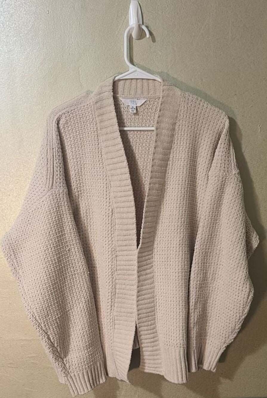 Time and Tru Women's Chenille Waffle-Knit Open Front Cardigan Sweater